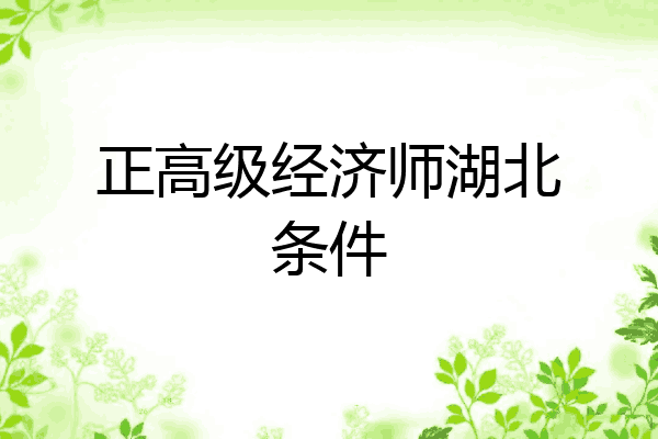 正高级经济师湖北条件