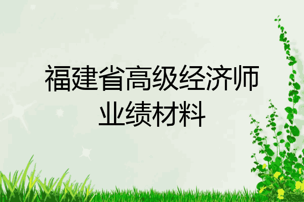 福建省高级经济师业绩材料