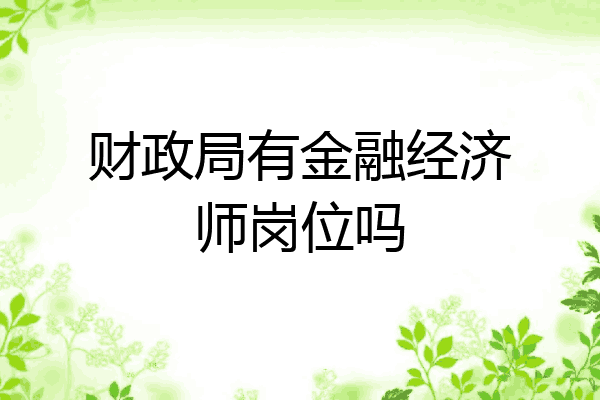 财政局有金融经济师岗位吗