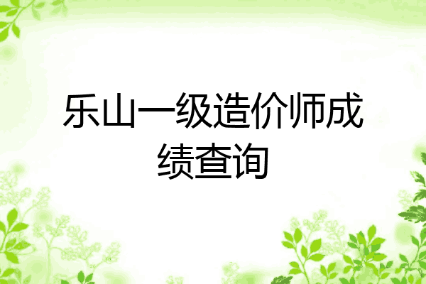 乐山一级造价师成绩查询