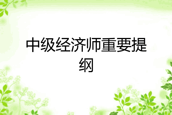 中级经济师重要提纲