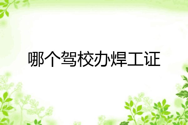 哪个驾校办焊工证