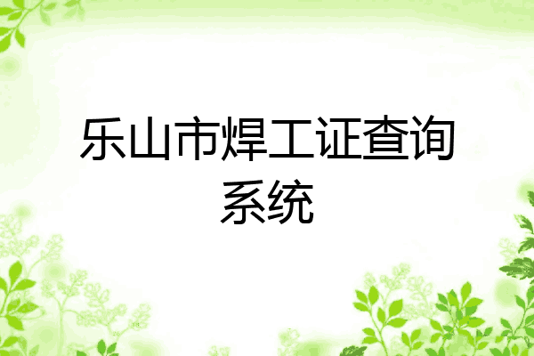 乐山市焊工证查询系统