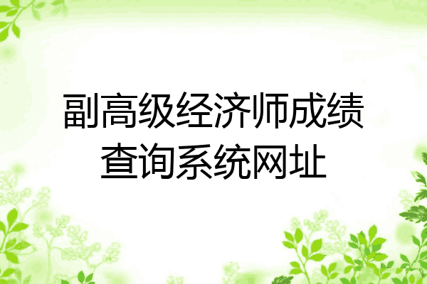 副高级经济师成绩查询系统网址
