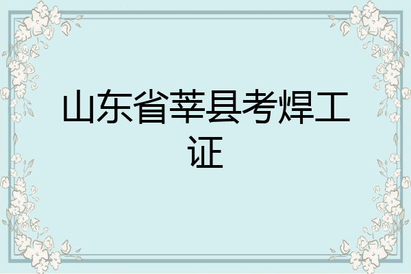 山东省莘县考焊工证