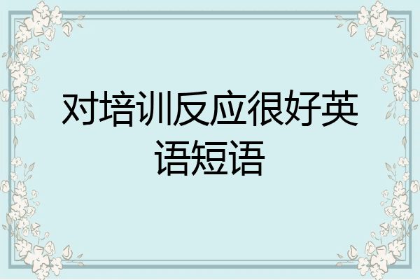 对培训反应很好英语短语