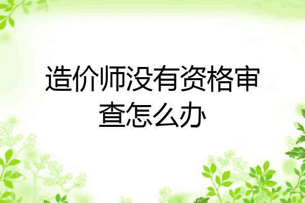 造价师没有资格审查怎么办