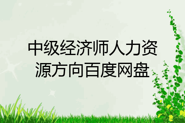 中级经济师人力资源方向百度网盘
