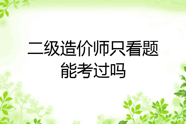 二级造价师只看题能考过吗