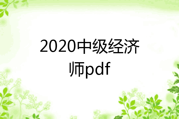 2020中级经济师pdf
