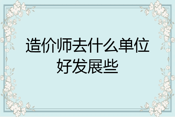 造价师去什么单位好发展些