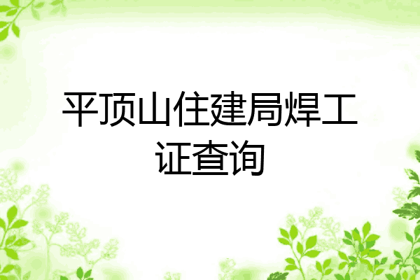 平顶山住建局焊工证查询