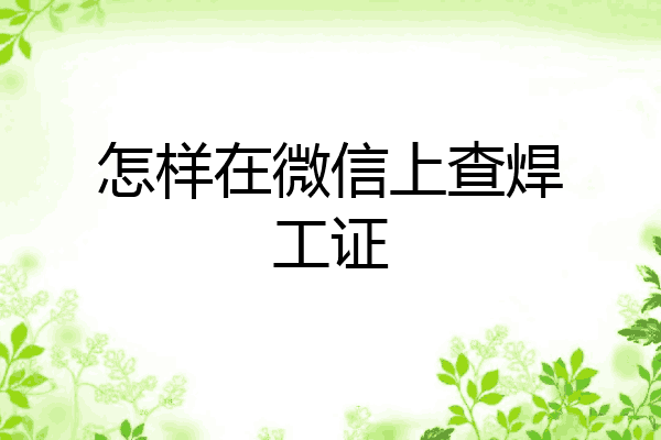 怎样在微信上查焊工证