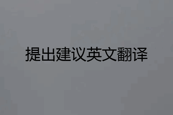 提出建议英文翻译