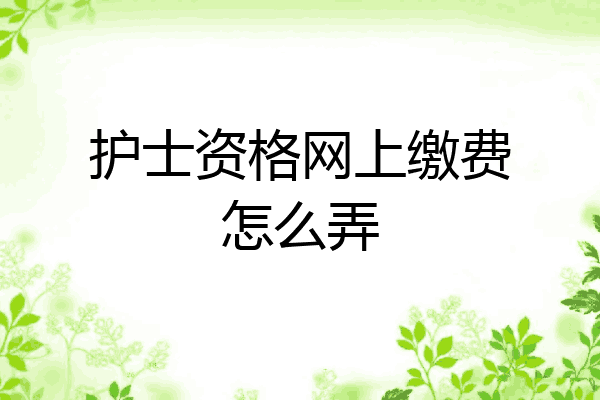 护士资格网上缴费怎么弄