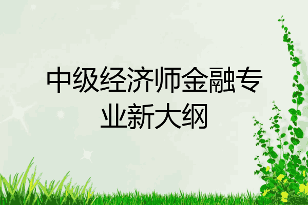 中级经济师金融专业新大纲