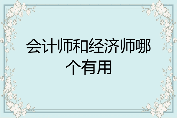 会计师和经济师哪个有用