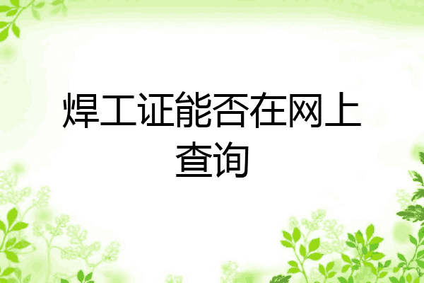 焊工证能否在网上查询