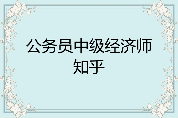 公务员中级经济师知乎