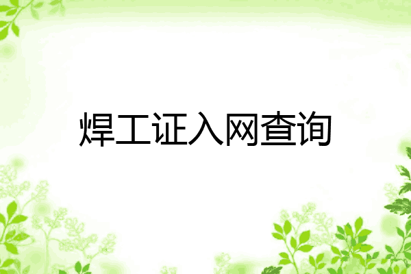 焊工证入网查询