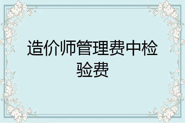 造价师管理费中检验费