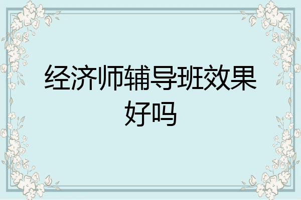经济师辅导班效果好吗