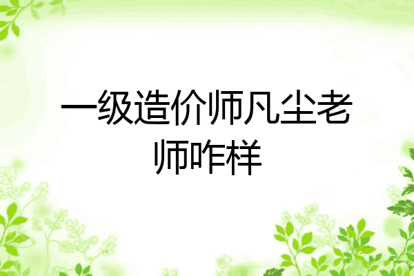 一级造价师凡尘老师咋样