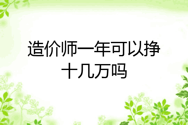 造价师一年可以挣十几万吗