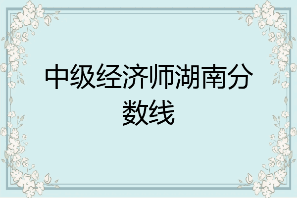 中级经济师湖南分数线