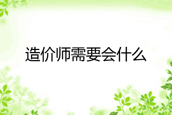 造价师需要会什么