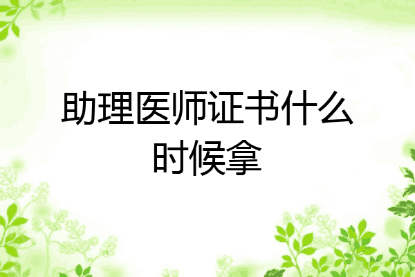 助理医师证书什么时候拿