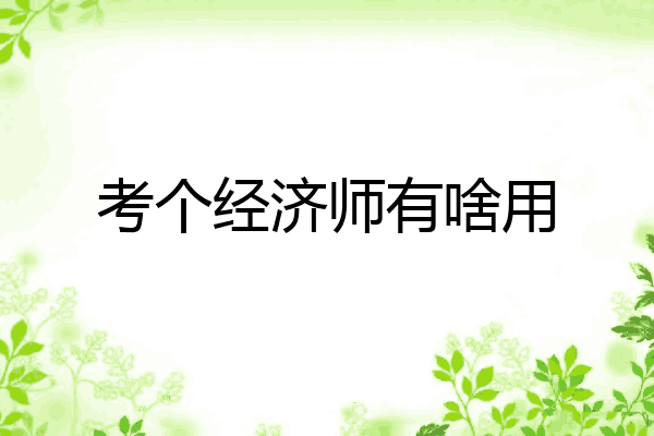 考个经济师有啥用