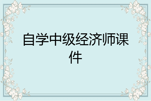 自学中级经济师课件