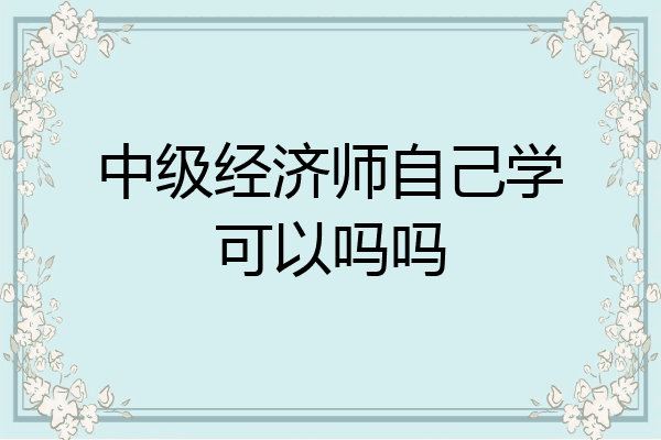 中级经济师自己学可以吗吗