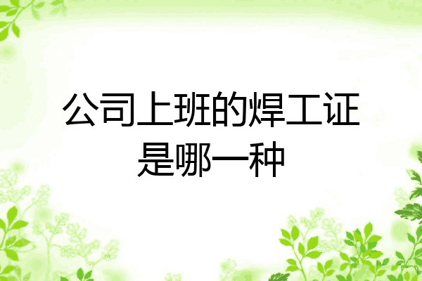 公司上班的焊工证是哪一种