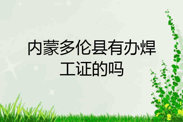 内蒙多伦县有办焊工证的吗
