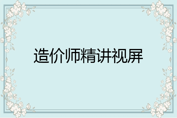 造价师精讲视屏