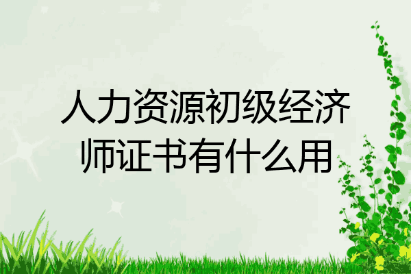 人力资源初级经济师证书有什么用