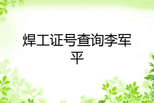 焊工证号查询李军平