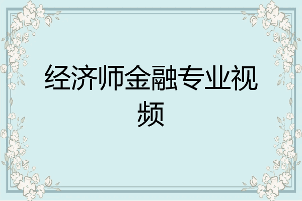 经济师金融专业视频