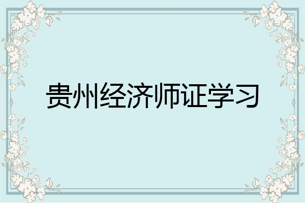 贵州经济师证学习