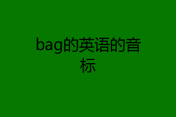 bag的英语的音标