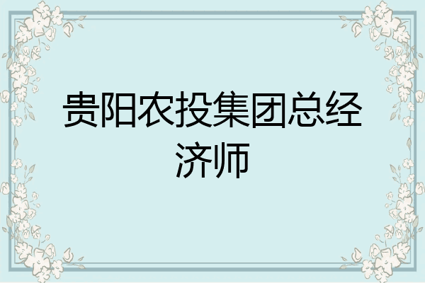 贵阳农投集团总经济师