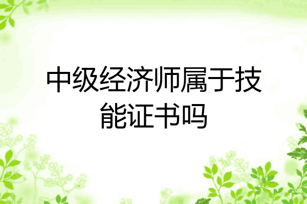 中级经济师属于技能证书吗