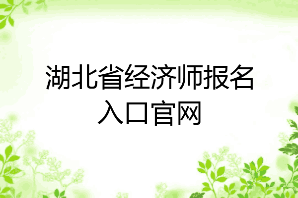 湖北省经济师报名入口官网