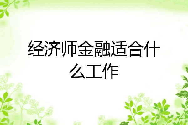 经济师金融适合什么工作