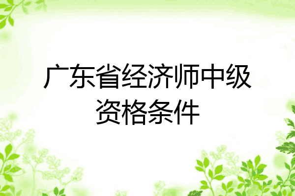 广东省经济师中级资格条件