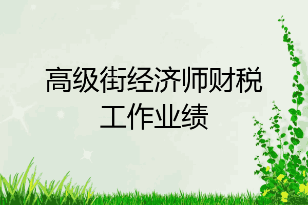 高级街经济师财税工作业绩