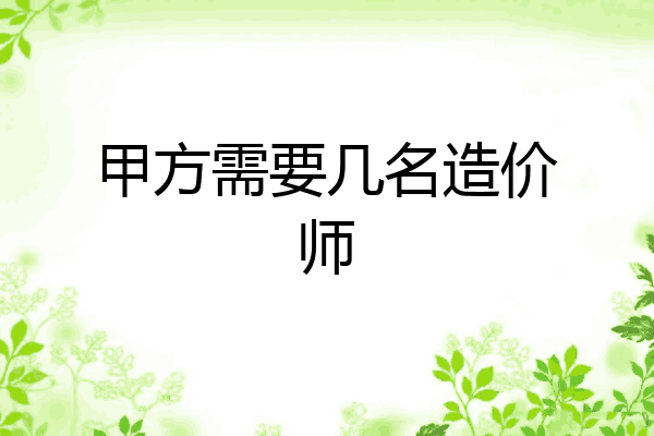 甲方需要几名造价师