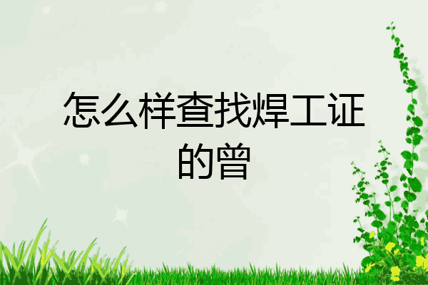 怎么样查找焊工证的曾